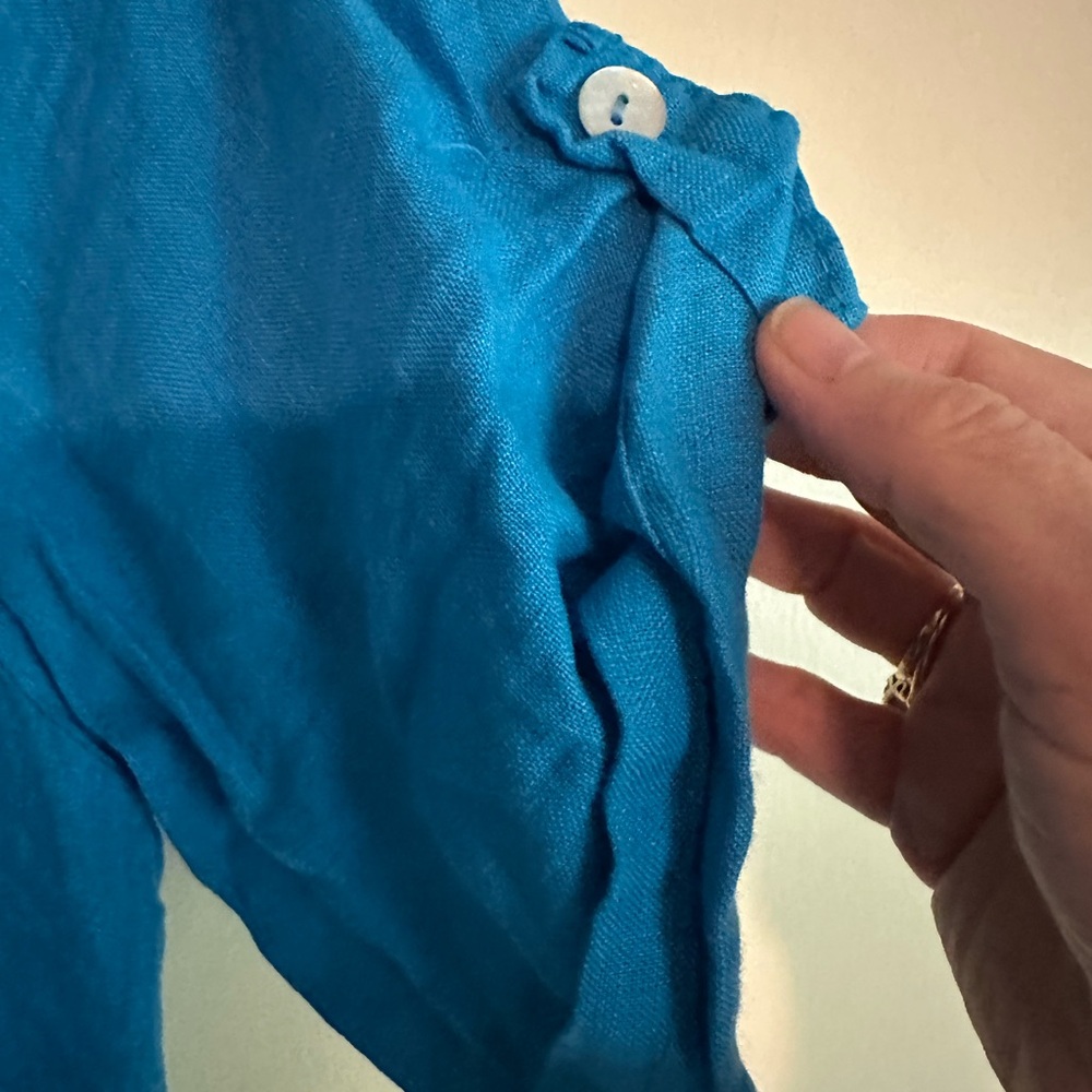 Blue Linen Dress with Eyelet Detail - Picture 4 of 5